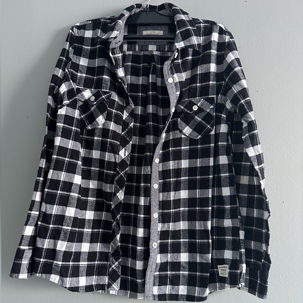 Original Weatherproof Vintage black & white plaid collar shirt Medium